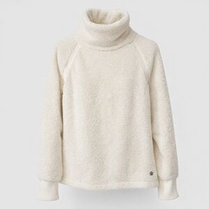 Old Navy Sherpa Fleece Pullover Off White Cozy Polar Sweatshirt Mock Neck Women